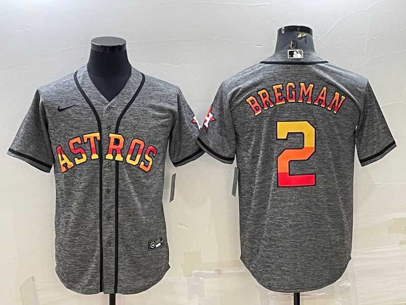 Men%27s Houston Astros #2 Alex Bregman Grey With Patch Cool Base Stitched Baseball Jersey->new york rangers->NHL Jersey